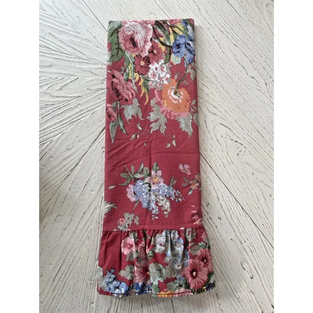 Vtg Ralph‎ Lauren  Beach House Fuchsia Floral Ruffled ONE KING Pillowcase